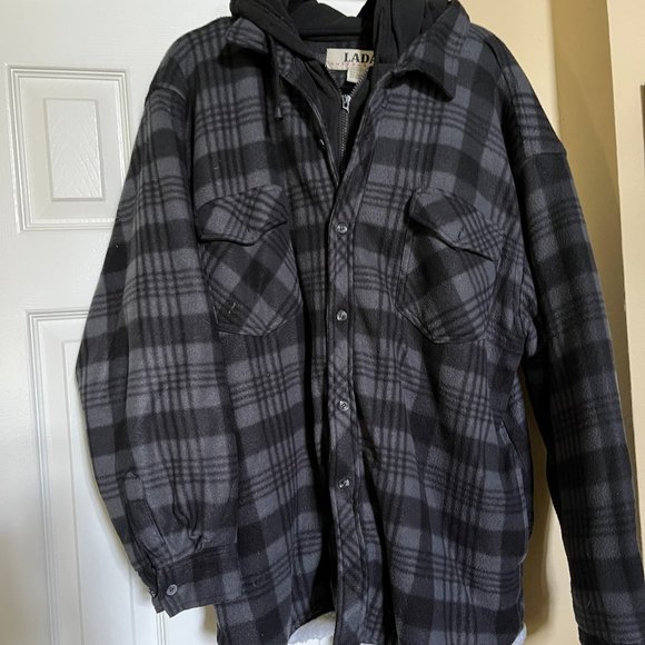 Men's Black & White Flannel Shacket - Picture 1 of 3